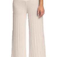 Julia Plisse-Look Full Length Wide Leg Pants, Beige -COL