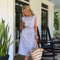 Back Cut Out Linen Dress -COL - Stella Carakasi