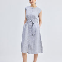 Back Cut Out Linen Dress -COL - Stella Carakasi
