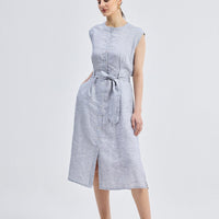 Back Cut Out Linen Dress -COL - Stella Carakasi