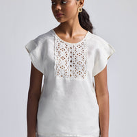 Boxy Top with Embroidered Lace Detail -COL - Stella Carakasi