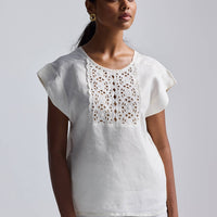 Boxy Top with Embroidered Lace Detail -COL - Stella Carakasi
