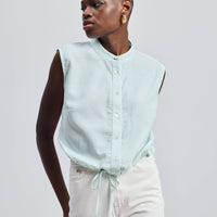 Button-down Shirt with Waist Drawstring in Stripes -COL - Stella Carakasi