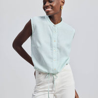 Button-down Shirt with Waist Drawstring in Stripes -COL - Stella Carakasi