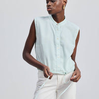 Button-down Shirt with Waist Drawstring in Stripes -COL - Stella Carakasi