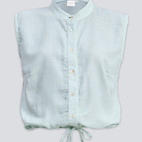 Button-down Shirt with Waist Drawstring in Stripes -COL - Stella Carakasi