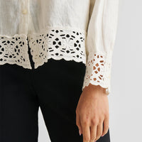 Button-down with Lace Shirt in Off-white -COL - Stella Carakasi