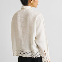 Button-down with Lace Shirt in Off-white -COL - Stella Carakasi