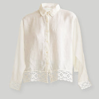 Button-down with Lace Shirt in Off-white -COL - Stella Carakasi