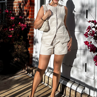 Cotton Tweed Vest Jacket Set in Cream -COL - Stella Carakasi