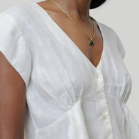 Deep V-neck Top in Off-white -COL - Stella Carakasi