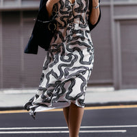Deep V-neck Gathered Dress -COL