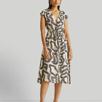 Deep V-neck Gathered Dress -COL