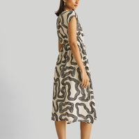 Deep V-neck Gathered Dress -COL