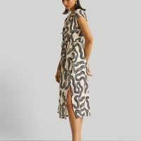 Deep V-neck Gathered Dress -COL