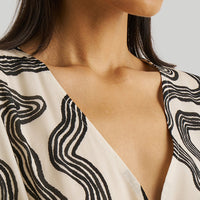 Deep V-neck Gathered Dress -COL
