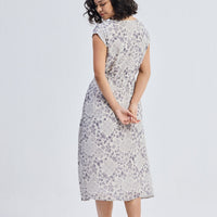 Deep V-neck Gathered Dress in Florals -COL - Stella Carakasi