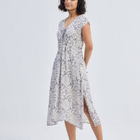 Deep V-neck Gathered Dress in Florals -COL - Stella Carakasi