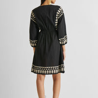 Deep V Embroidered Dress in Black -COL - Stella Carakasi