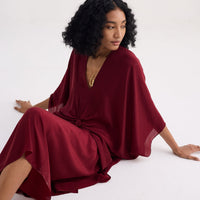 Front Twist Kaftan Dress in Burgundy -COL - Stella Carakasi