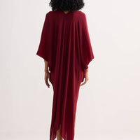 Front Twist Kaftan Dress in Burgundy -COL - Stella Carakasi