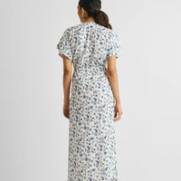 Gathered Maxi Dress in Blue Florals -COL - Stella Carakasi