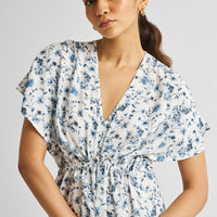 Gathered Maxi Dress in Blue Florals -COL - Stella Carakasi