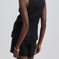 Hemp Vest Jacket Set in Black -COL - Stella Carakasi