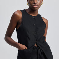 Hemp Vest Jacket Set in Black -COL - Stella Carakasi