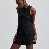 Hemp Vest Jacket Set in Black -COL - Stella Carakasi