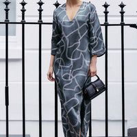 Maxi Dress with Side Slits in Abstract Stripes -COL - Stella Carakasi