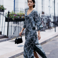 Maxi Dress with Side Slits in Abstract Stripes -COL - Stella Carakasi