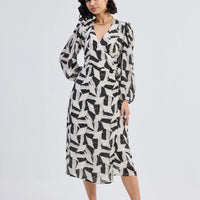 Midi Wrap Dress in Abstract Mosaic -COL - Stella Carakasi