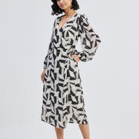 Midi Wrap Dress in Abstract Mosaic -COL - Stella Carakasi