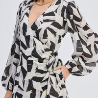 Midi Wrap Dress in Abstract Mosaic -COL - Stella Carakasi