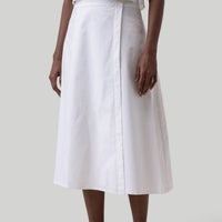 Overlap Midi Skirt in White -COL - Stella Carakasi