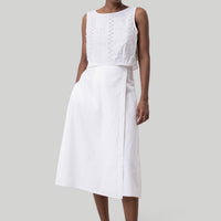 Overlap Midi Skirt in White -COL - Stella Carakasi