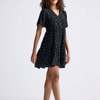 Floral Short Tiered Dress in Dark Blue -COL - Stella Carakasi