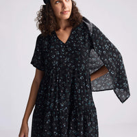 Floral Short Tiered Dress in Dark Blue -COL - Stella Carakasi