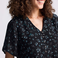 Floral Short Tiered Dress in Dark Blue -COL - Stella Carakasi