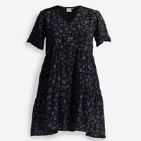 Floral Short Tiered Dress in Dark Blue -COL - Stella Carakasi