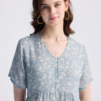 Floral Short Tiered dress in Light Blue -COL - Stella Carakasi