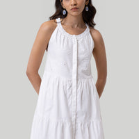 Sleeveless embroidered tiered maxi dress -COL