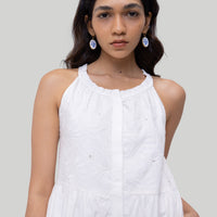 Sleeveless embroidered tiered maxi dress -COL