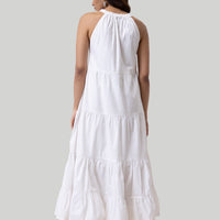 Sleeveless embroidered tiered maxi dress -COL