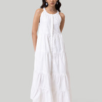 Sleeveless embroidered tiered maxi dress -COL