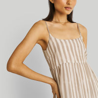 Strappy Tiered Maxi Dress in Beige Stripes -COL - Stella Carakasi
