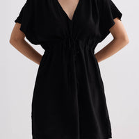 Oversized Gathered Short Dress in Black -COL - Stella Carakasi