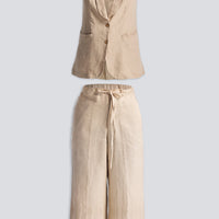 Sleeveless Hemp Jacket Set -COL - Stella Carakasi