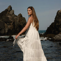Sleeveless embroidered tiered maxi dress -COL